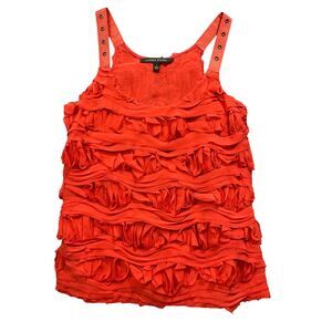 Cynthia Steffe 4 Red Ruffled Top 100% Polyester‎ Camisole